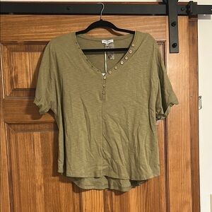 Polagram Green Relaxed Buttoned T-Shirt